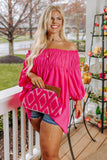 Rose Plus Size Smocked Bust Off-the-shoulder Blouse