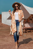 Boho Paisley Print Kimono Beach Cover up with Tassel
