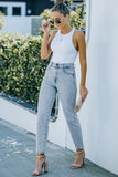 Light Washed Straight Leg Ankle Jeans