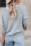V-neck Color Block Loose Sweater