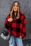 Plaid Zip Collar Plush Pullover Sweatshirt