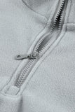 Turn-down Collar Long Sleeve Zipper Fleece Pullover Sweatshirt