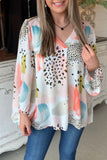 color Paint Palette Leopard Print Loose Top