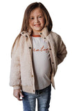 Beige Buttoned Solid Fleece Girl's Coat