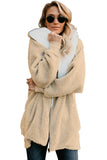 Dusty Pink Zip Down Hooded Fluffy Coat