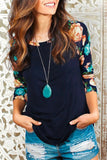 Floral Splicing Long Sleeve T-Shirt