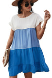 Loose Fit Ruffled Color Block Dress