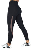 Mesh Side Splicing High Waist Yoga Sports Leggings with Phone Pocket