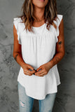 White Keyhole Back Ruffled Sleeveless Top