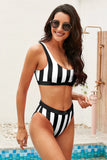 Athletic Striped Tank High Waist Bikini