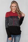 Color Block Long Sleeve Pullover Knit Hoodie