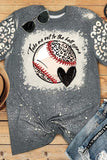 Baseball Graphic Leopard Sleeve Bleached T Shirt