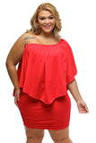 Plus Size Multiple Dressing Layered Dark Blue Mini Poncho Dress