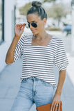 Striped Puff Sleeve Top