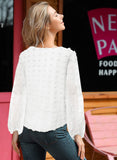 Swiss Dot Long Puff Sleeve Top