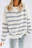 Striped Print Buttoned Sweater Cardigan