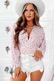 Plunging V Neck Floral Bodysuit