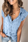 Turn-down Collar Ruffle Polka Dot Tank