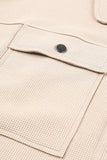 Waffle Knit Buttons Cropped Jacket with Pockets