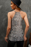 Snake Print V Neck Spaghetti Strap Tank Top