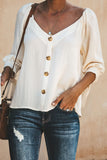 White Button Up V Neck Sleeve Tie Shirt