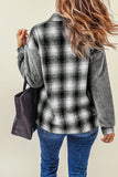 Plaid Patchwork Buttoned Pocket Sherpa Jacket