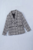 Lapel Collar Buttoned Gingham Tweed Blazer