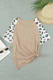 Khaki Leopard Raglan Sleeve Knit Tee