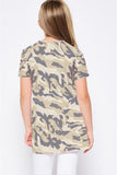 Camouflage Print Twist Girls Tee