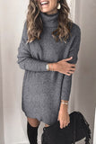 Turtleneck Long Sleeve Knitted Sweater Dress