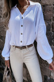 Turn Collar V Neck Crinkled Cuffed Shirt