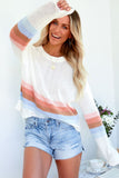 Ribbed Round Neck Striped Sweater