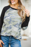 Camo Long Sleeve Top with Elbow Patches