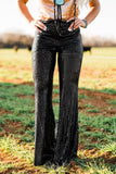 Black Sequins High Waist Flare Pants
