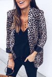 Open Front Long Sleeve Leopard Blazer Suit