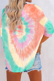 Multicolour V Neck Tie-Dyed Knitted Long Sleeve Top