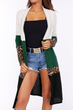 Colorblock Leopard Print Patchwork Knit Cardigan