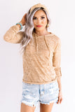 Khaki Solid Color Drawstring Hoodie with Kangaroo Pocket