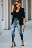 Dark Blue Slit High Waist Jeans