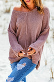 Pink Reverse Seam Detail Relaxed Pullover Sweater