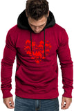 Valentine Love Heart Print Color Block Men's Pullover Hoodie