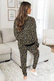 Beige Leopard Print Loungewear Set