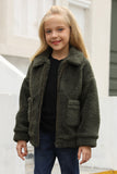 Lapel Zipper Pockets Girl's Sherpa Coat