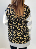 Print Cardigan with Striped Sleeve
