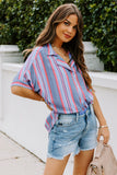 Button Striped Short Sleeves Shirt