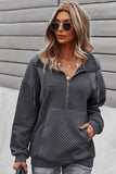 Quilted Patch Half Zipper Sweatshirt