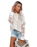 Crochet Lace Pointelle Knit Sweater