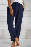 Loose Drawstring Waist Knit Pants with Pockets