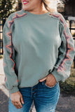 Plus Size Embroidered Patchwork Long Sleeve Sweatshirt