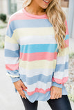 Striped Colorblock Long Sleeve Pullover Sweatshirt